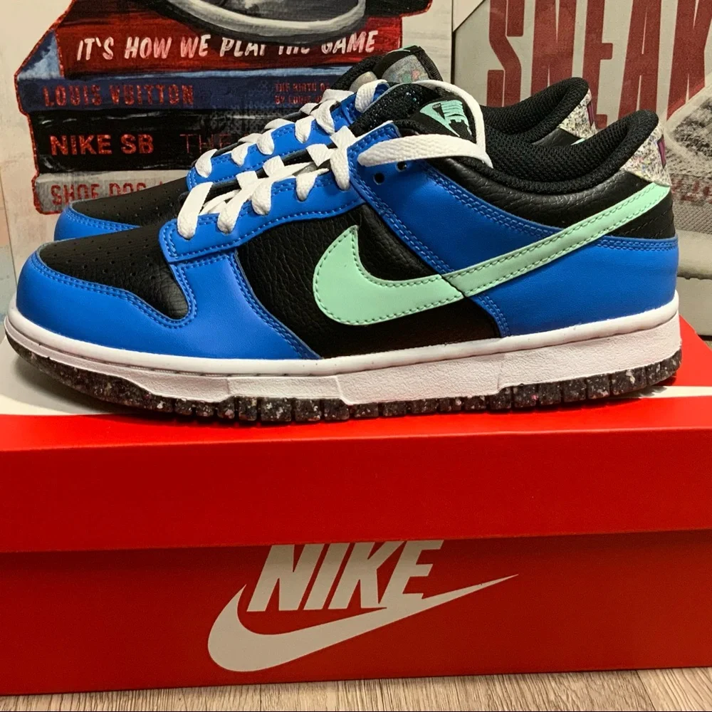 Nike Dunk Low GS Blk Light Photo Blue Mint - Size 6.5Y/8W - DR0165-001 New